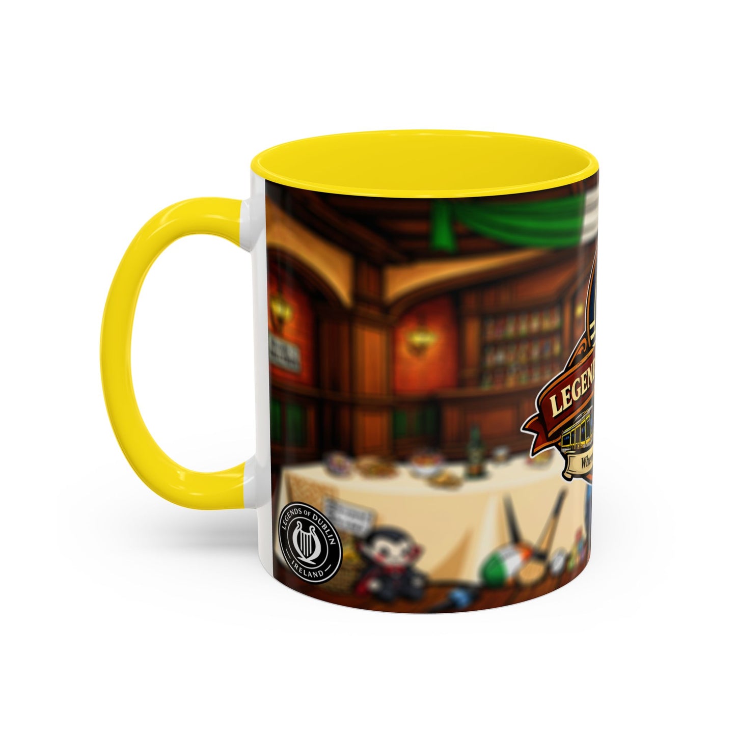 Legends of Dublin Coffee Mug – Irish Pub Scene Accent Mug (11oz)