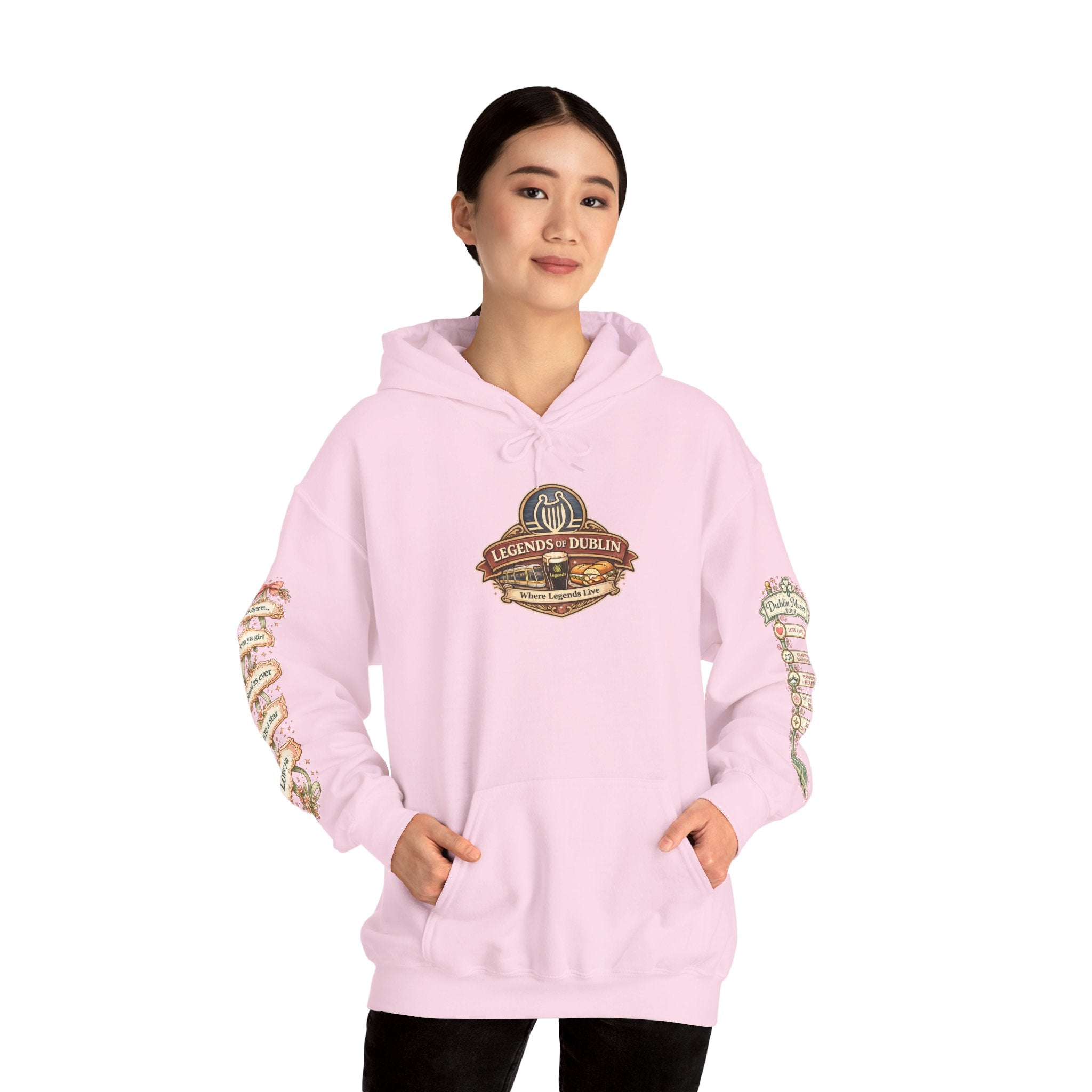 Legends of Dublin Hoodie - Dublin Muses Edition – Romantic Dublin Sweatshirt, Irish Women’s Hoodie, Pink Dublin Gift, Legends of Dublin Dub Cubs Collection