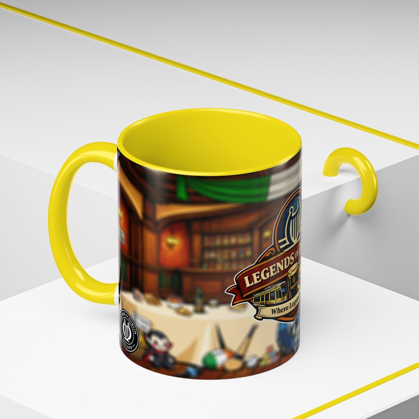 Legends of Dublin Coffee Mug – Irish Pub Scene Accent Mug (11oz)