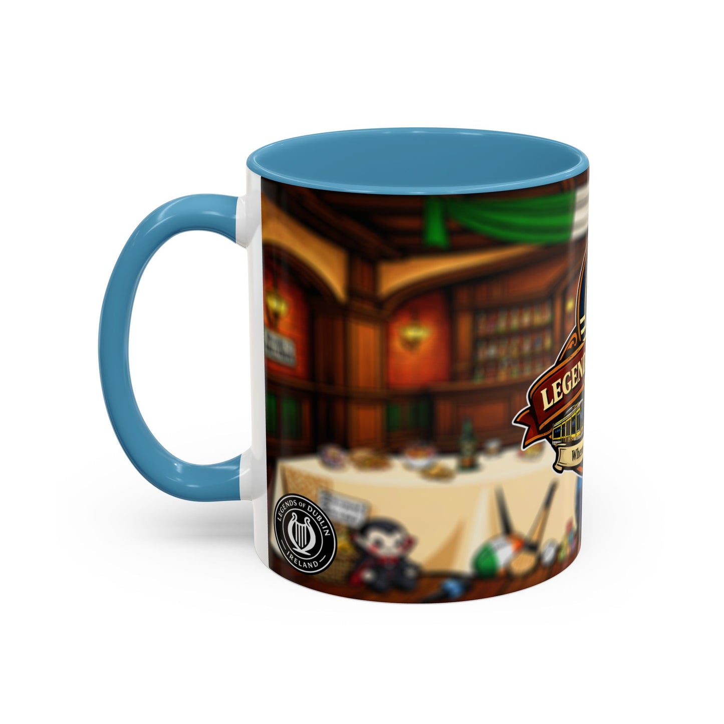 Legends of Dublin Coffee Mug – Irish Pub Scene Accent Mug (11oz)