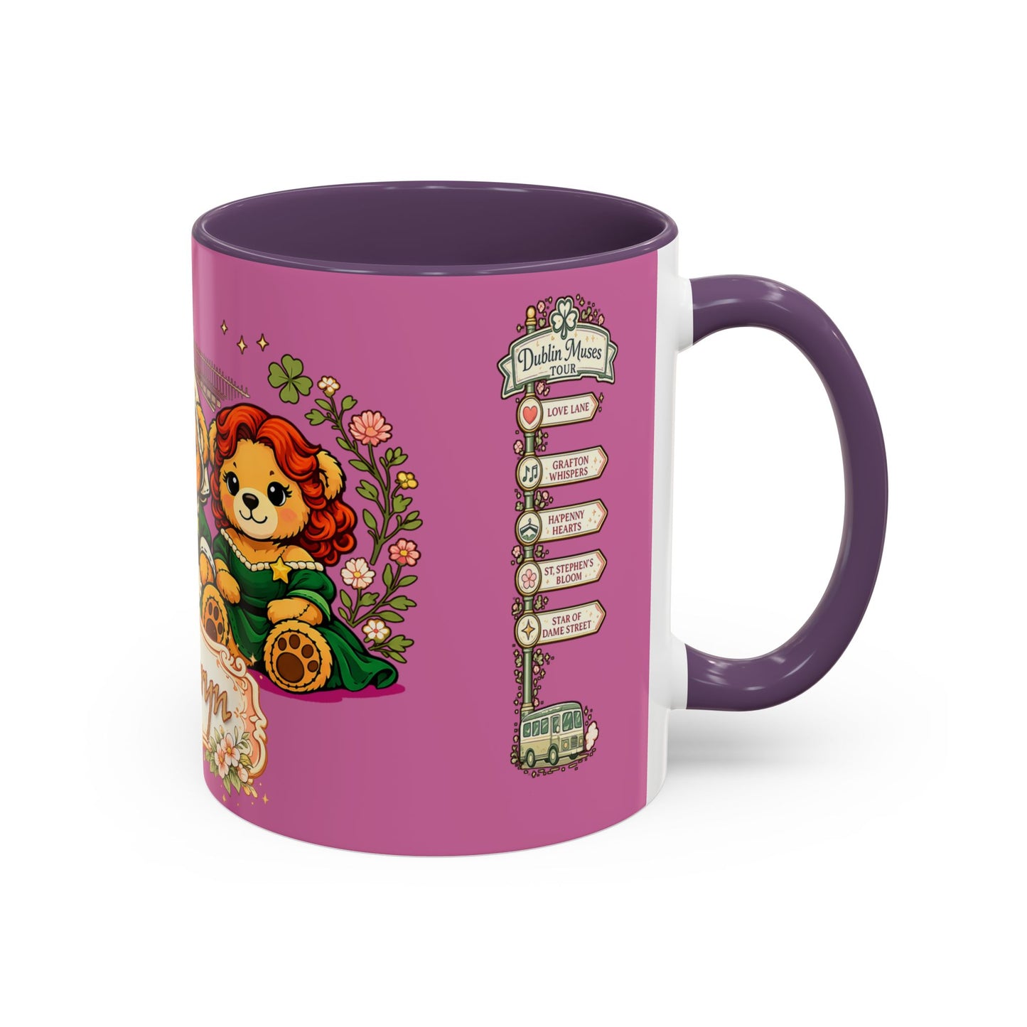 Custom Name Dublin Muses Mug – Personalized Pink Irish Coffee Cup | Legends of Dublin Gift (11oz)