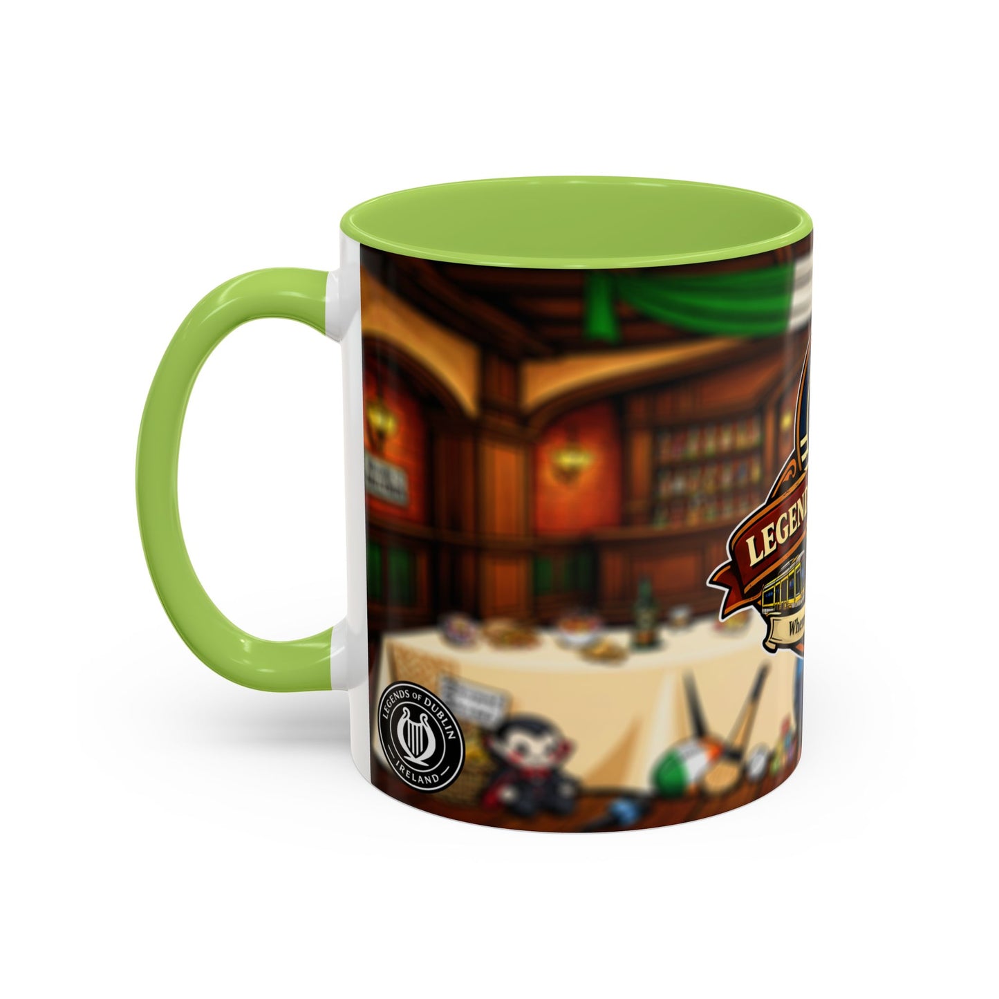 Legends of Dublin Coffee Mug – Irish Pub Scene Accent Mug (11oz)