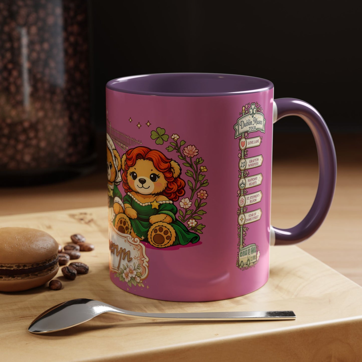 Custom Name Dublin Muses Mug – Personalized Pink Irish Coffee Cup | Legends of Dublin Gift (11oz)