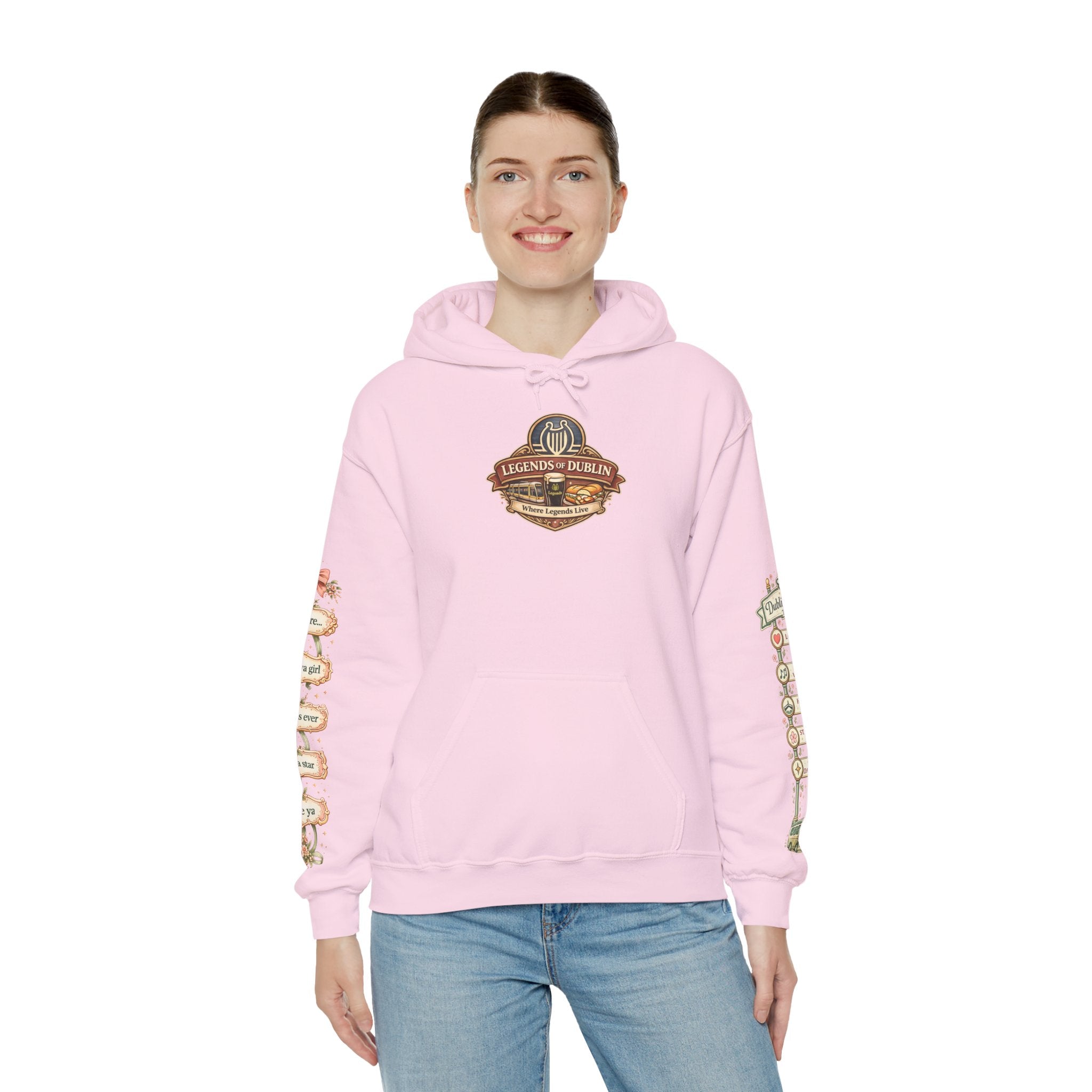 Legends of Dublin Hoodie - Dublin Muses Edition – Romantic Dublin Sweatshirt, Irish Women’s Hoodie, Pink Dublin Gift, Legends of Dublin Dub Cubs Collection