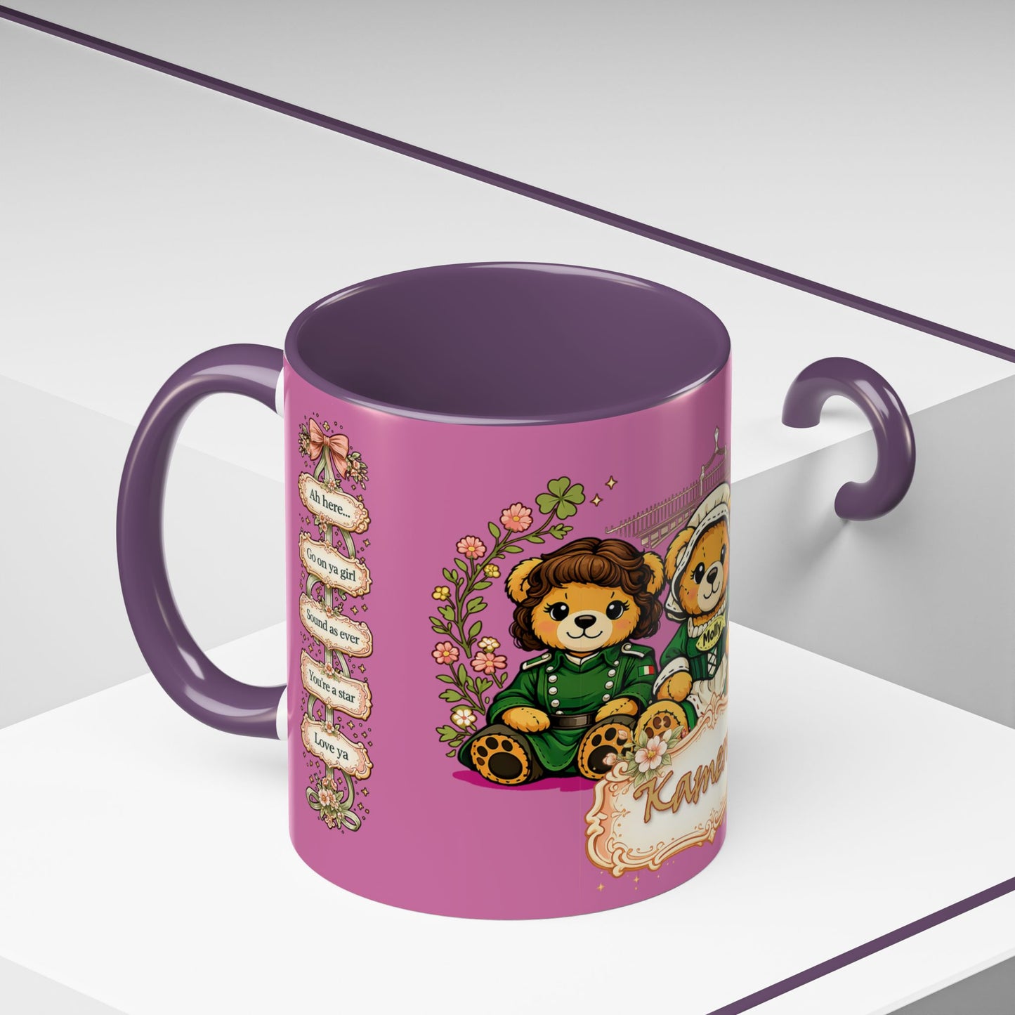 Custom Name Dublin Muses Mug – Personalized Pink Irish Coffee Cup | Legends of Dublin Gift (11oz)