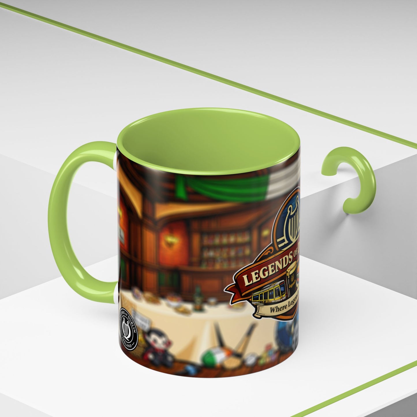 Legends of Dublin Coffee Mug – Irish Pub Scene Accent Mug (11oz)