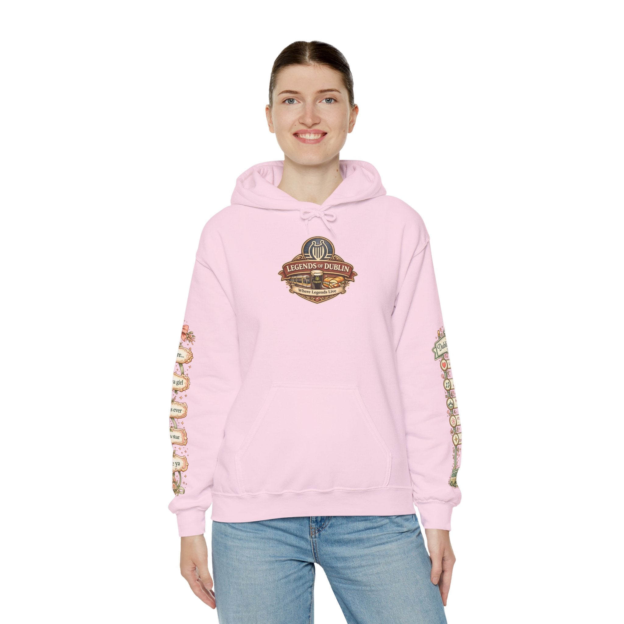 Legends of Dublin Hoodie - Dublin Muses Edition – Romantic Dublin Sweatshirt, Irish Women’s Hoodie, Pink Dublin Gift, Legends of Dublin Dub Cubs Collection